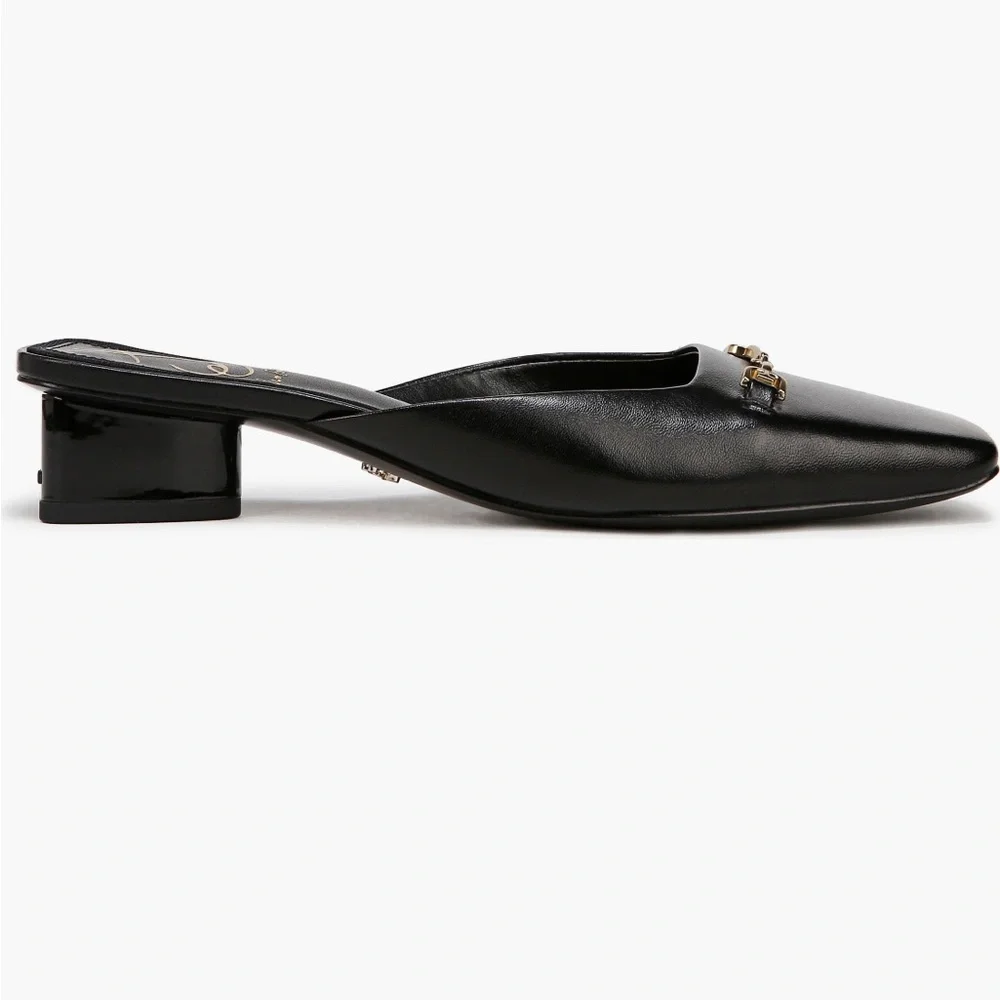 SAM ELDERMAN NWT Ollie Square-toe Faux Leather slip-on Bit Mule, kitten-heel - Picture 3 of 6